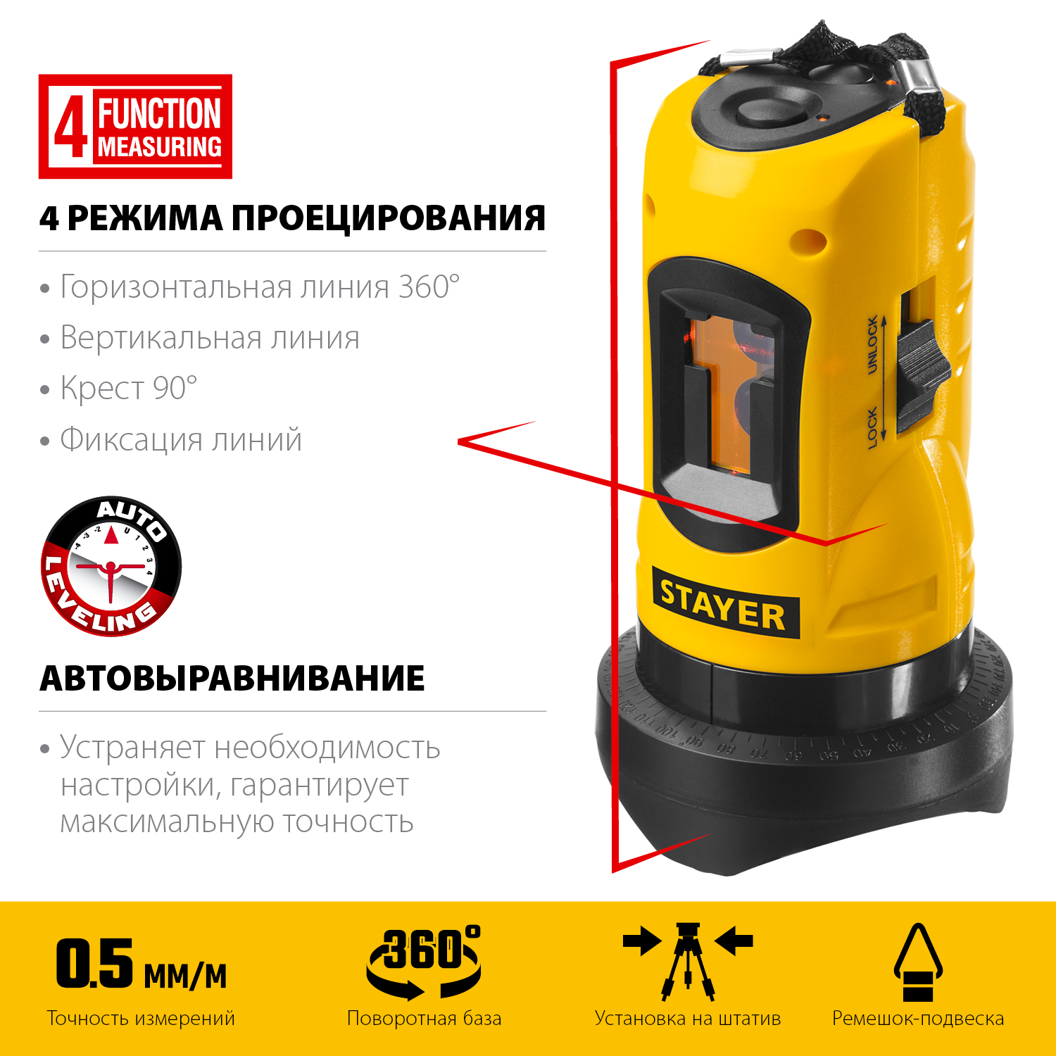 Лазерный линейный нивелир LASER-Max 34960-H2
