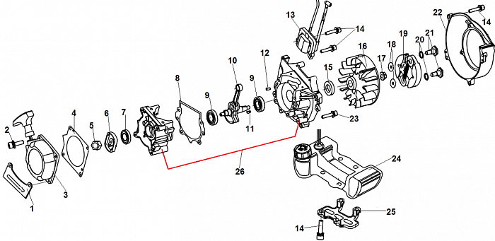 2 КОЛЕНВАЛ - МАХОВИК - МАГНЕТО ТРИММЕР CHAMPION Т525-2